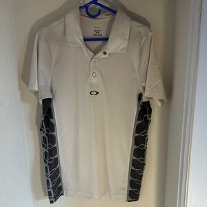 Oakley Men's Polo Shirt in White with Black Pattern